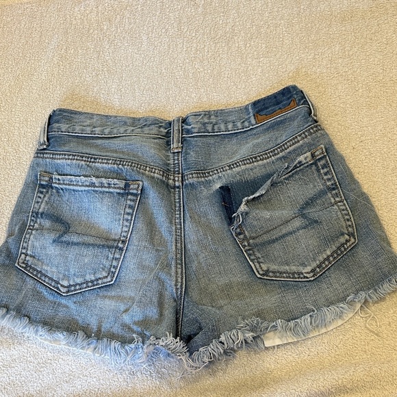 American Eagle Outfitters Distressed Blue Jean Shorts with Floral Embroidery - Picture 5 of 13